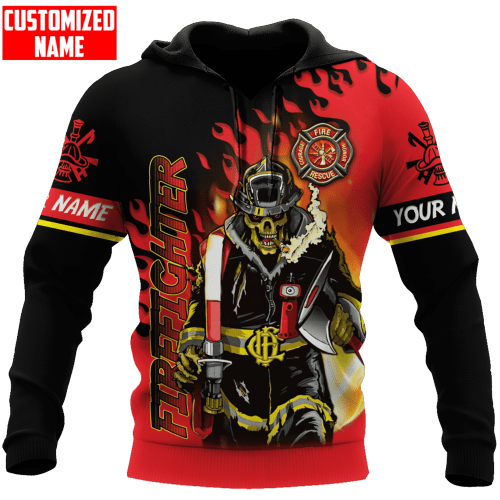 Beebuble Custom Name Firefighter Skull Unisex Shirts