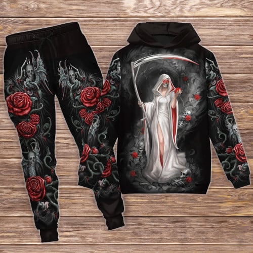 Beebuble Skull Girl and Rose D Combo Hoodie and Sweatpants