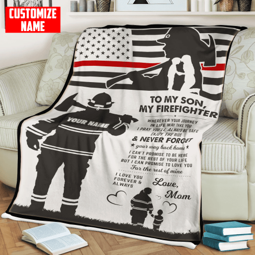 Beebuble Customize Name Firefighter Blanket