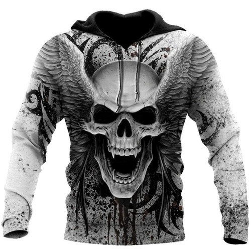 Beebuble Crazy Skull With Angel Wings Hoodie For Men And Women TQH