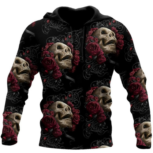 Beebuble Skulls And Roses Art Hoodie For Men And Women