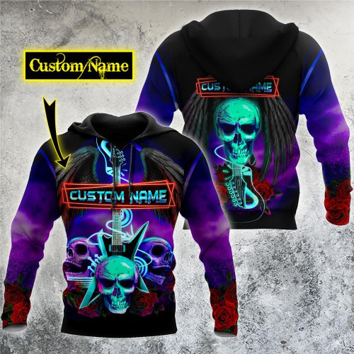 Beebuble Customize Name Skull Rock Hoodie For Men And Women VPHHND