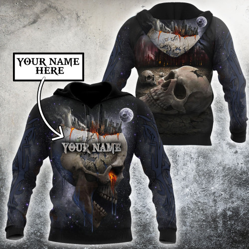 Beebuble Customize Name Dead City Skull Hoodie For Men And Women