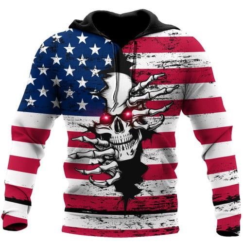 Beebuble American Red Eyes Skull Hoodie For Men And Women DQB