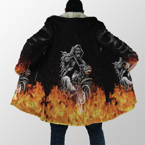 Beebuble Biker Skulls On The Fire Hoodie For Men And Women