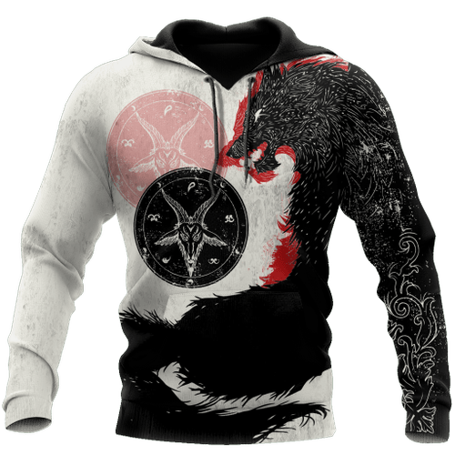Beebuble Satanic Wolf Hoodie For Men And Women JJ