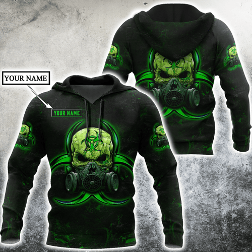 Beebuble Customize Name Green Skull Hoodie For Men And Women DD