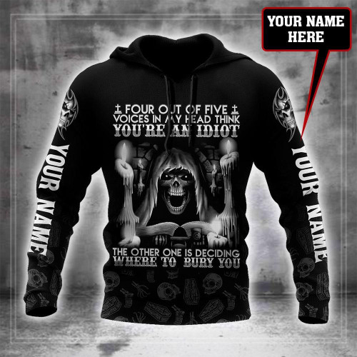 Beebuble Customize Name Tattoo Skull Hoodie For Men And Women AM