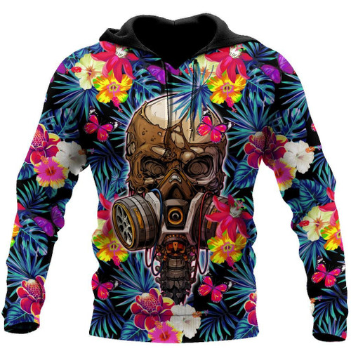 Beebuble Floral Skull Hoodie For Men And Women DQB