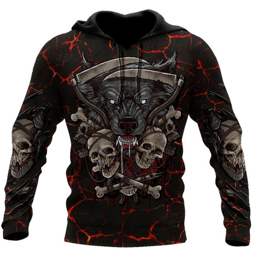 Beebuble Skulls With Wolf Hoodie For Men And Women DQB