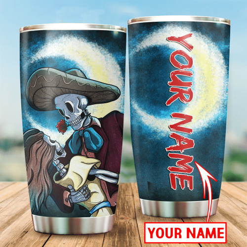 Beebuble Customize Name Day of The Dead Stainless Steel Tumbler