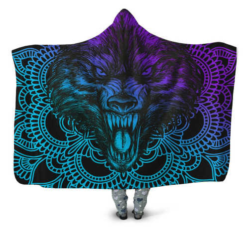 Beebuble Powerful And Beautiful Wolf Hooded Blanket DQB