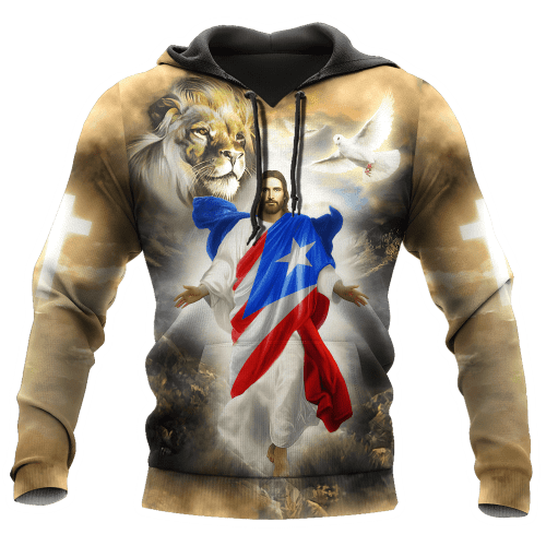 Beebuble Puerto Rico Jesus Lion All Over Printed Shirts