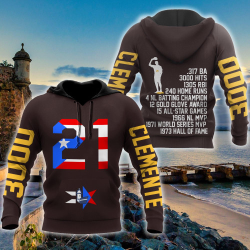 Beebuble Puerto Rico Clemente Hoodie For Men And Women