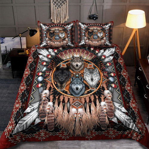 Beebuble Wolf Native American Bedding Set