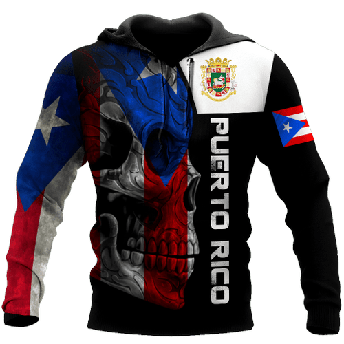 Beebuble Puerto Rico Skulls With Coat Of Arms Lover Shirt THS
