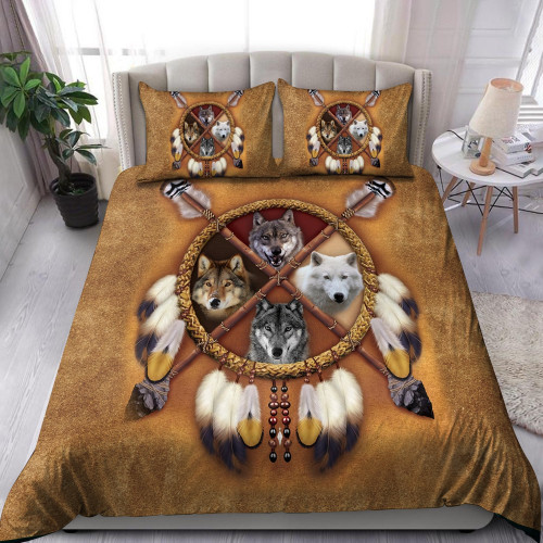 Beebuble Native American Wolf Bedding Set