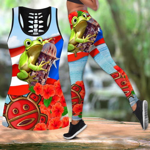 Beebuble Puerto Rico Cute Caribbean Frog With Maga Flower Combo Outfit QB