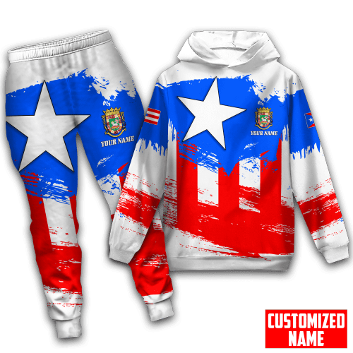 Beebuble Personalized Name Puerto Rico D Combo Hoodie and Sweatpants
