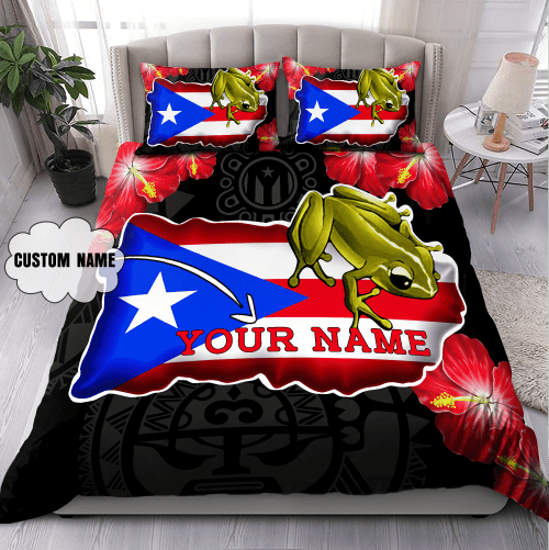 Beebuble Customize Name Coqui And Love Puerto Rico Bedding Set SN