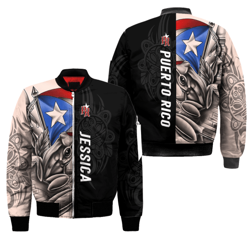 Beebuble Customize Name Common Coquí Puerto Rico Bomber Jacket For Men And Women MH