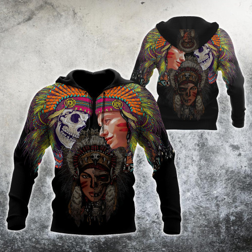 Beebuble Native Girl And Skull Hoodie For Men And Women MHHHJJ