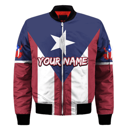 Beebuble Customize Name Puerto Rico Bomber Jacket For Men And Women