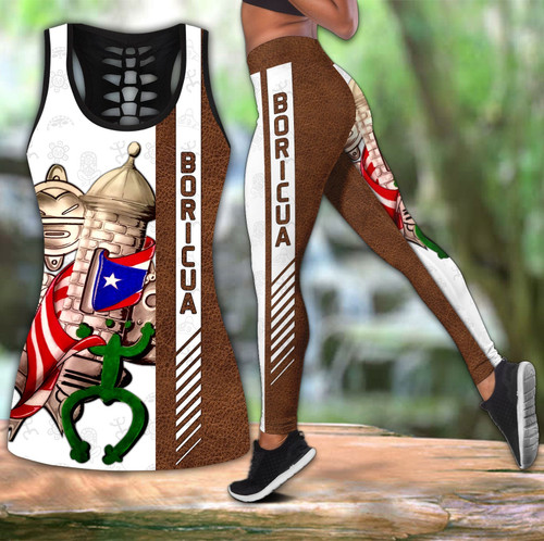 Beebuble Puerto Rico Boricua Line Combo Legging and Hollow Tanktop