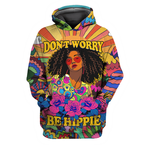Beebuble Don't Worry Be Hippie All Over Printed Unisex Shirts