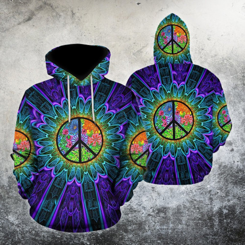 Beebuble Colorful Peace Hippie Hoodie For Men And Women TQH