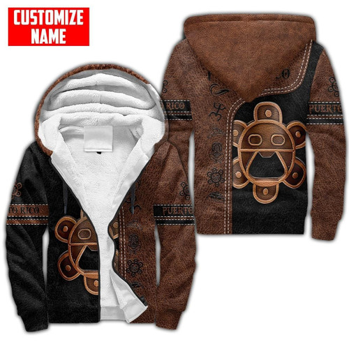 Beebuble Customize Name Sol Taino Puerto Rico For Men And Women Fleece Zip-up Hoodie
