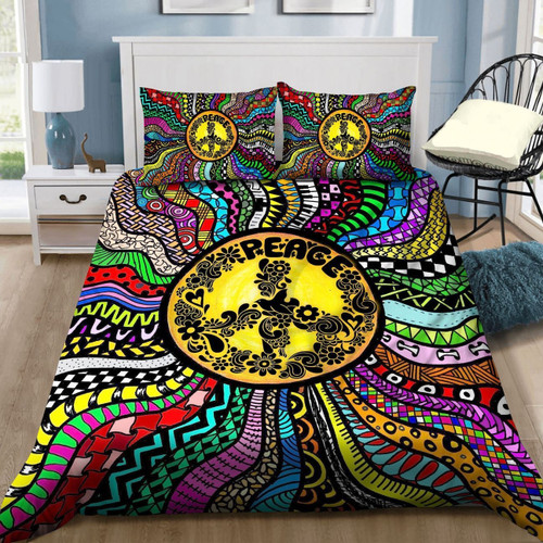 Hippie Colorful Peace Symbol Bedding Set TQH200780
