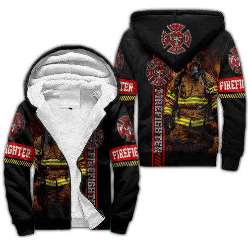 Beebuble Brave Firefighter For Men And Women Fleece Zip-up Hoodie TNA