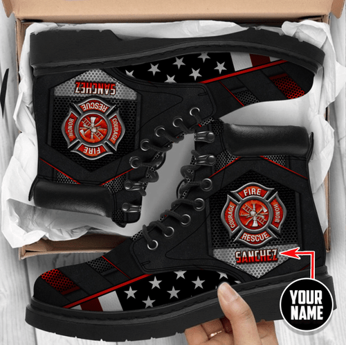 Beebuble Customize Name Firefighter Boots For Men And Women TNA