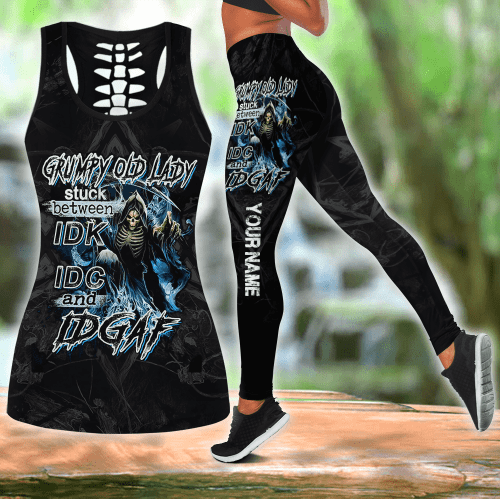 Beebuble Customize Name Skull Hollow Tank Top And Legging Outfit