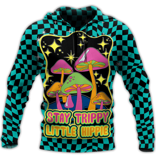 Beebuble Stay Trippy Little Hippie Mushroom All Over Printed Unisex Shirts