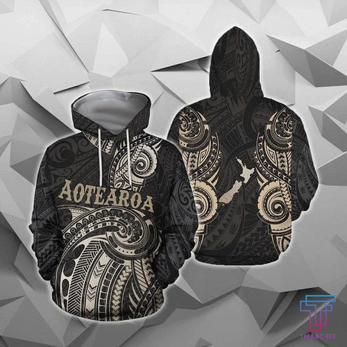 Beebuble Maori Tattoo with Map New Zealand All Over Hoodie