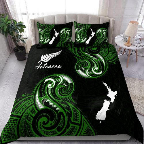 Aotearoa Map New Zealand Maori Fern Bedding Set Beebuble