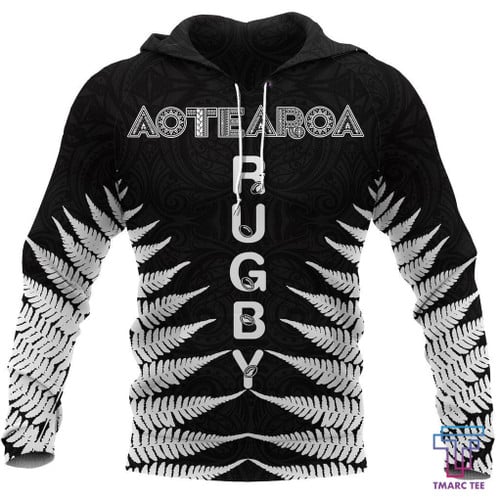 Beebuble Aotearoa Rugby Silver Fern All Over Hoodie Classic Style