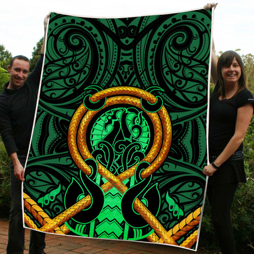 Aotearoa Manaia Green Maori New Zealand Premium Blanket Beebuble HNVH