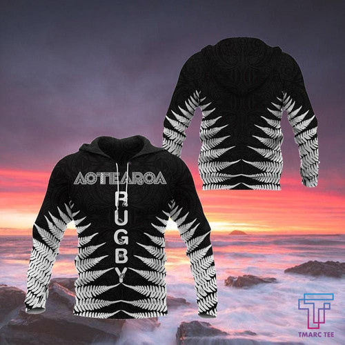 Beebuble Aotearoa Rugby Silver Fern All Over Hoodie Classic Style