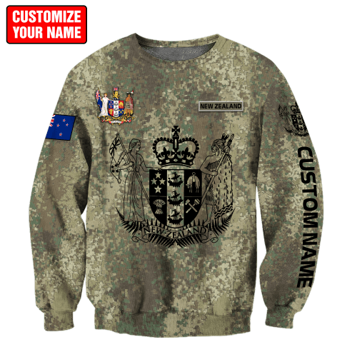 Beebuble Custom Name New Zealand Aotearoa Coat Of Arm Army Printed Combo Sweater + Sweatpant For Winter