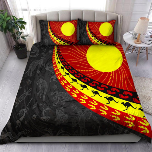 Aboriginal Indigenous Flag Circle Dot Painting Bedding Set Tmarc Tee