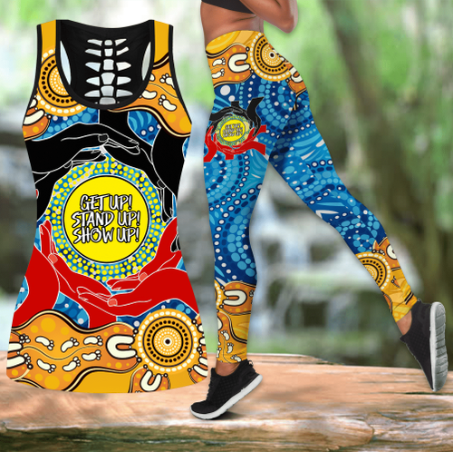 Tmarc Tee Naidoc Week 2022 Get Up Stand Up Show Up Aboriginal Pride 3D Full Printed Combo Legging Tanktop