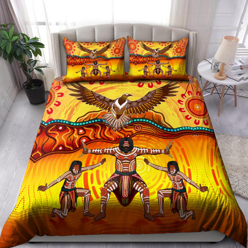 Tmarc Tee Aboriginal Indigenous Dancing Eagle Orange Bedding set
