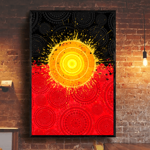 Aboriginal Flag Indigenous Sun Painting Art Poster Tmarc Tee