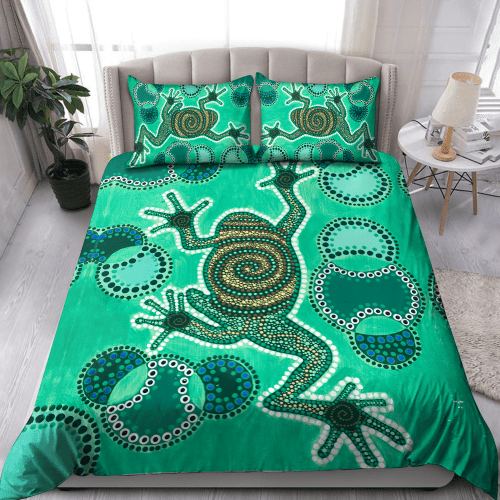Aboriginal Frog Dots Green Dreamtime Bedding set Tmarc Tee