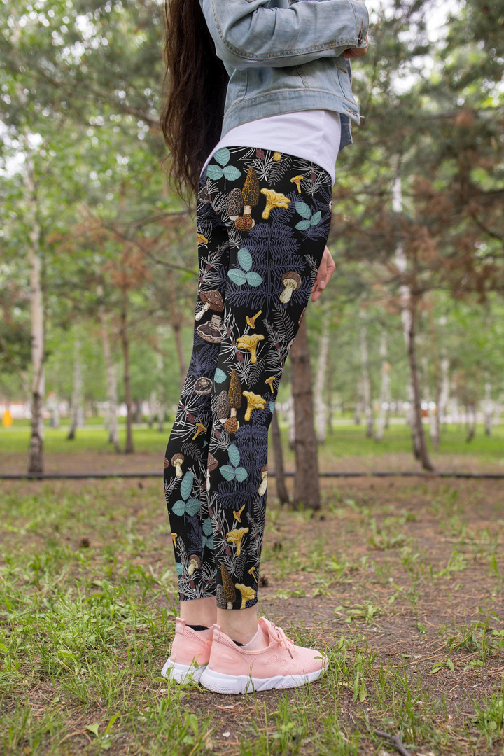 3D All Over Print Mushrooms and leaves of forest trees Legging DC Fashion - Amaze Style™-Apparel