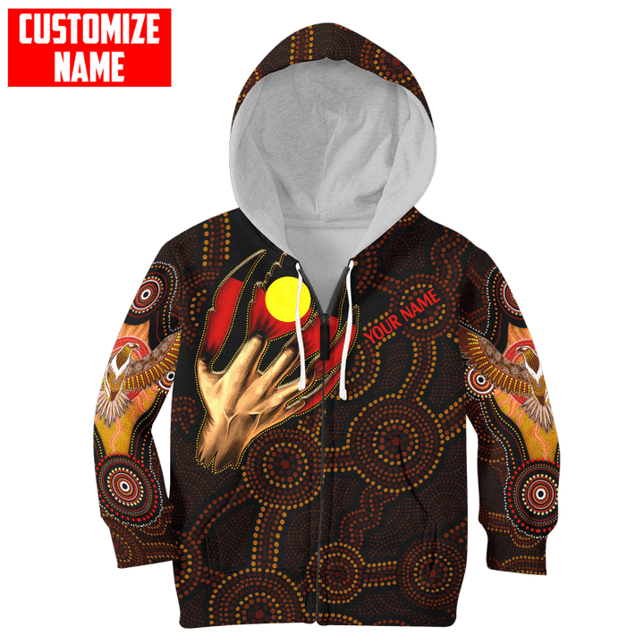 Aboriginal inside my heart crack pattern Custom name 3D printed shirts For Kids