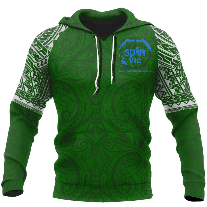 Special Green All Over Hoodie White NVD - Amaze Style™-Apparel